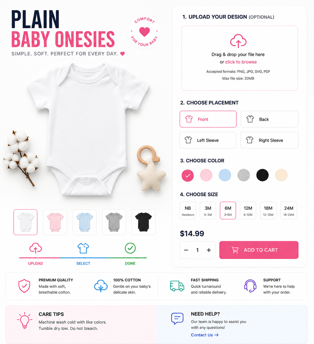 Plain Baby Onesies